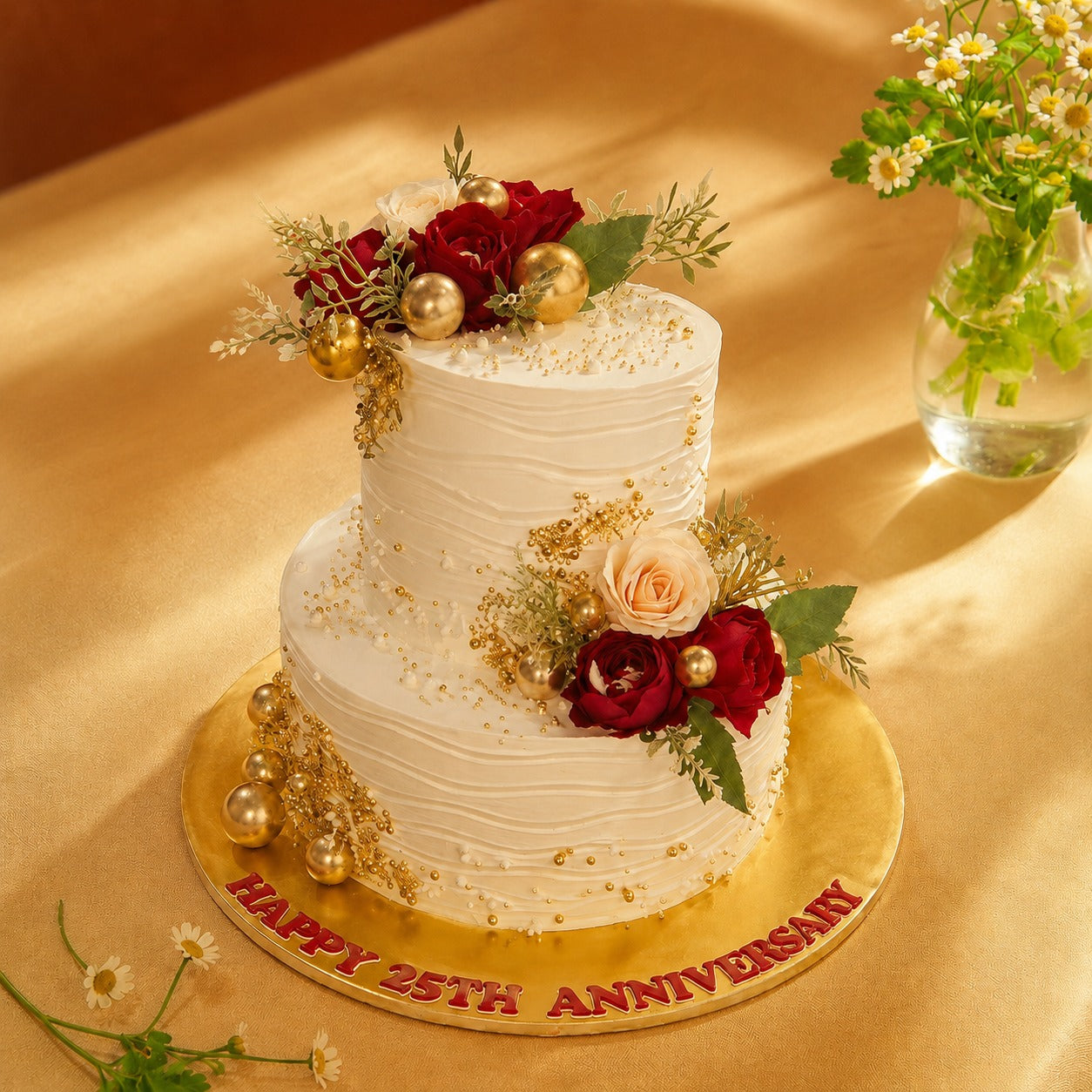Golden Memories Anniversary Cake