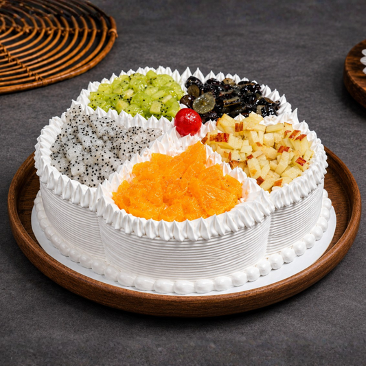 Fruit custard cake