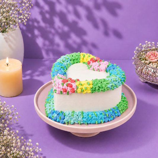 Flower heart designer cake
